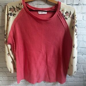 Chic & Simple Pink Floral Sleeve Sweatshirt